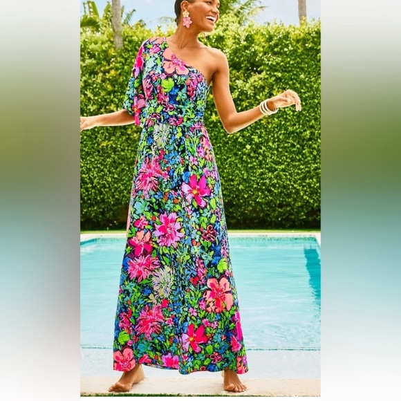 Lilly Pulitzer Dresses & Skirts - NWT LILLY PULITZER Niki One Shoulder Maxi Dress Women’s Medium